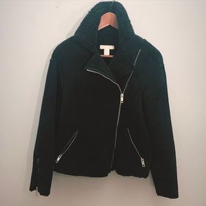 H&M Faux suede, sherpa lined, biker jacket